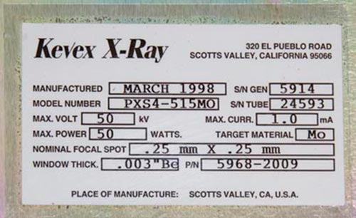 NEW Thermo/Kevex PXS4 515MO Portable X Ray Source Tube  