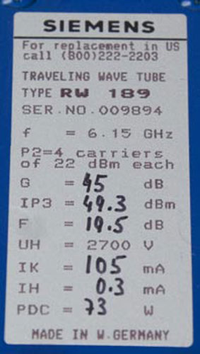 NEW Siemens RW 189 Traveling Wave Tube Amplifier (TWT)  